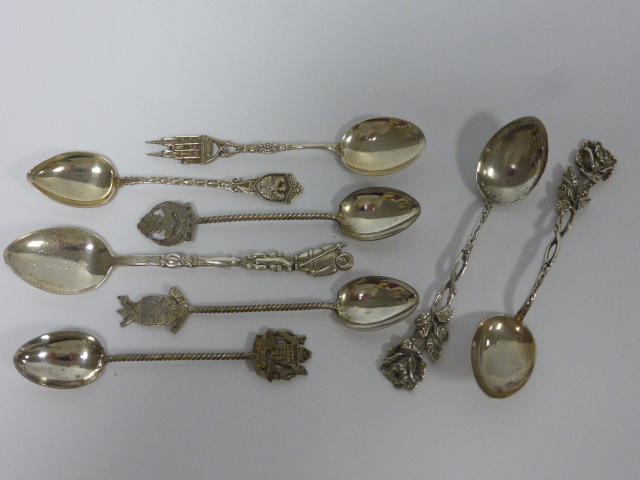 Eight Continental silver spoons, stamped