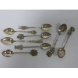 Eight Continental silver spoons, stamped