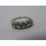 14ct white gold white gem set ring, size