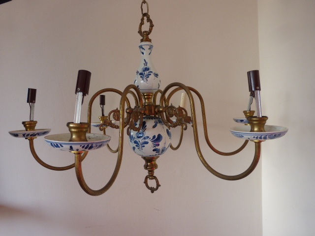 Six- branch ceiling light fitting with b - Image 2 of 4