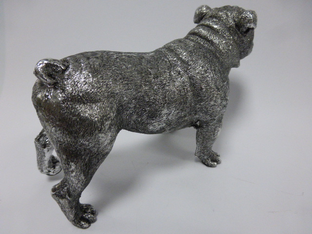 A well modelled silvered Bulldog, unmarked, 13.5cms in length CONDITION REPORT: Small chip to - Image 2 of 2