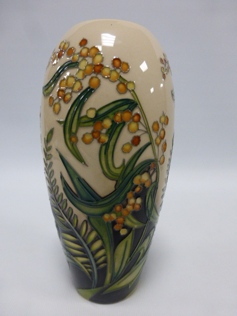 Moorcroft vase, yellow flower & fern dec