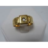 An 18ct gold (tested) ring, cut through hallmark and with stone missing, 6.