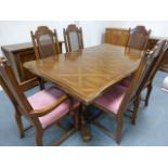 Good quality oak dining table and six chairs (4+2 carvers),