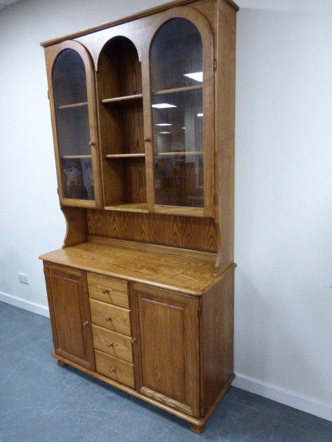 A Ducal style light oak display dresser with domed twin glazed doors, - Image 3 of 3