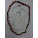 Amber bead necklace,