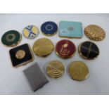 Ten ladies vintage powder compacts, including Stratton, Maylon, Estee Lauder, Le Rage and Kigu,