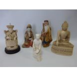 Five Oriental & other figures inc original hand made stone casting by Sue James