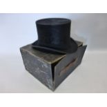 Vintage G.A. Dunn & Co. black silk Top Hat, large size, 20x16.