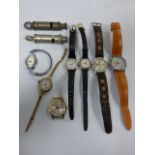 Seven vintage wristwatches together with two Hudson & Co.