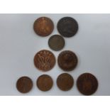 Coins - small collection inc William & Mary Farthing 1694, Isabel II A4 Maravedis 1843,