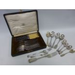 Cased set of Mappin & Webb cutlery together with a small collection of plated flatware