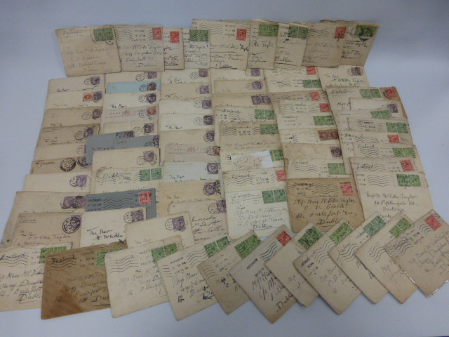 GB/Ireland Postal History - 76 envelopes all stamped, from GB to Dublin/Cork and around, from QV,