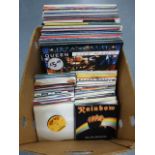 VINYL; A Box of Fifty + LPs and Eighty + Singles Including David Bowie, Vangelis, Jean Michel Jarre,