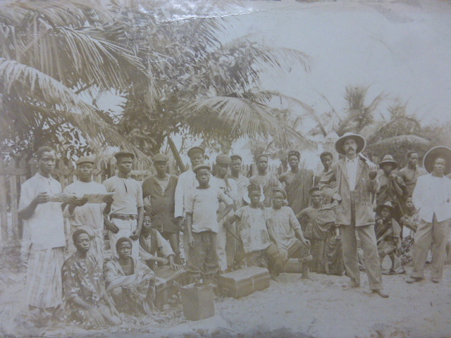 Two early 20th Century group photographs showing Europeans and local people, - Image 2 of 3