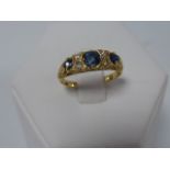 Early 20th Century 18ct gold (tested) Sapphire and Diamond ring, engraved date 14/1/17 to band,