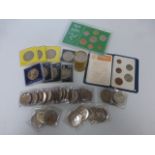 Coins - Large quantity of Proof Crowns including unopened roll, some cased, etc.