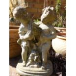 Garden statue group of two Cherubs,
