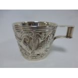 A Greek hand made 925 silver cup with raised charging Taurus Bull decoration, 144.1g, 6.
