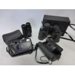 Three pairs of binoculars - Miranda 8x40, Tasco 10x25 and Source,