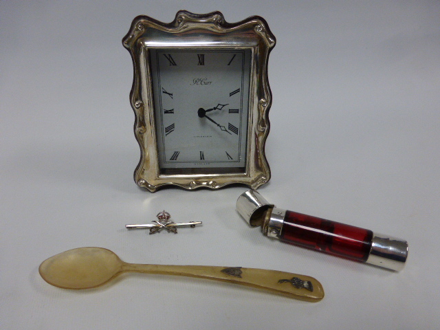 Carrs silver framed together mantle clock, hallmarked Sheffield 1993, 9.5x12.