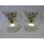 Two Ringtons Maling ware lustre glazed hexagonal jugs with floral decoration,