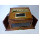 An Edwardian oak and brass mounted country house letter and telegrams box, 45x21x26.