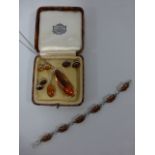 Collection of silver and amber jewellery to include one necklace with pendant, a locket pendant,