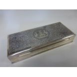 Niello silver cigarette case with burr walnut interior,