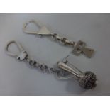 Two Middle Eastern silver key rings, fully hallmarked, 63.