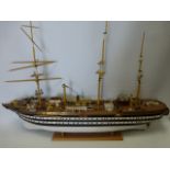 Large partially completed scratch built 1:84 model of the Amerigo Vespucci, complete with parts,