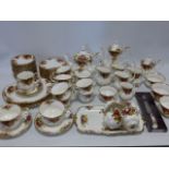 Royal Albert 'Old Country Roses' bone china tea set consisting of coffee pot, large teapot,