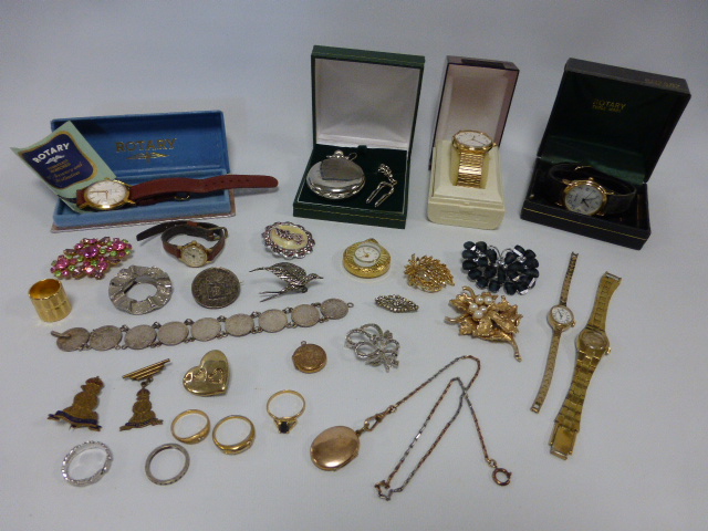 Collection of jewellery to include Avia, Sekonda and Rotary wristwatches, brooches,