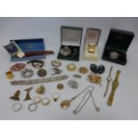 Collection of jewellery to include Avia, Sekonda and Rotary wristwatches, brooches,