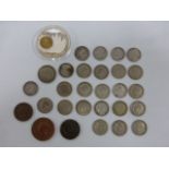 Coins - Italy 1Lira 1827,Gibraltar Two Quarts 1842, Ceylon 5 Cents 1870, India Half Anna 1835,