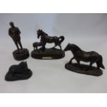 Bronze figure of a Gamekeeper, cold cast bronze model "The Fell Pony" by Tom Mackie,