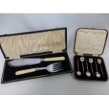 Cased set of six silver coffee bean spoons, hallmarked Sheffield 1925,