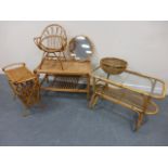 Five items of bamboo furniture - two tables, child's chair,