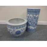 Decorative ceramic umbrella stand and jardiniere