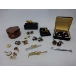 Collection of Gent's studs, cuff-links and tie pins,