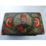 A 19th Century lacquered Papier mache snuff box of rectangular form, with hinged lid,
