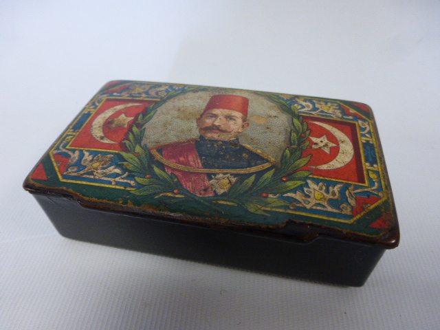 A 19th Century lacquered Papier mache snuff box of rectangular form, with hinged lid, - Image 2 of 3