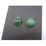 A pair of 9ct gold Jade stud earrings wi