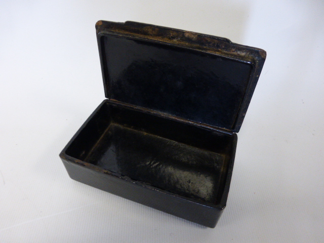 A 19th Century lacquered Papier mache snuff box of rectangular form, with hinged lid, - Image 3 of 3