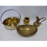 Brass jam pan with cast iron handle, bra