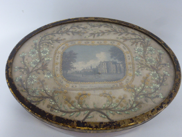An early 19th Century Regency oval Cranberry glass casket with gilt decoration to the side and with - Image 3 of 6
