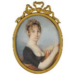 Josef Kreutzinger
(1757–1829)
Umkreis
Bildnis einer jungen Dame
Gouache auf Elfenbein
9 x 7.5 cm