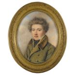 Simon-Jacques Legros
(?–ca. 1824)
Portrait d'un jeune homme en manteau vert
1818
Aquarell auf Papier