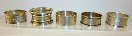AN ASSORTMENT OF TEN VARIOUS SILVER NAPKIN RINGS to include bright cut bead and other patterns, - Image 2 of 3