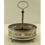 HENRY WILKINSON & CO. A VICTORIAN SILVER CRUET, having oval tray with applied bead decoration and